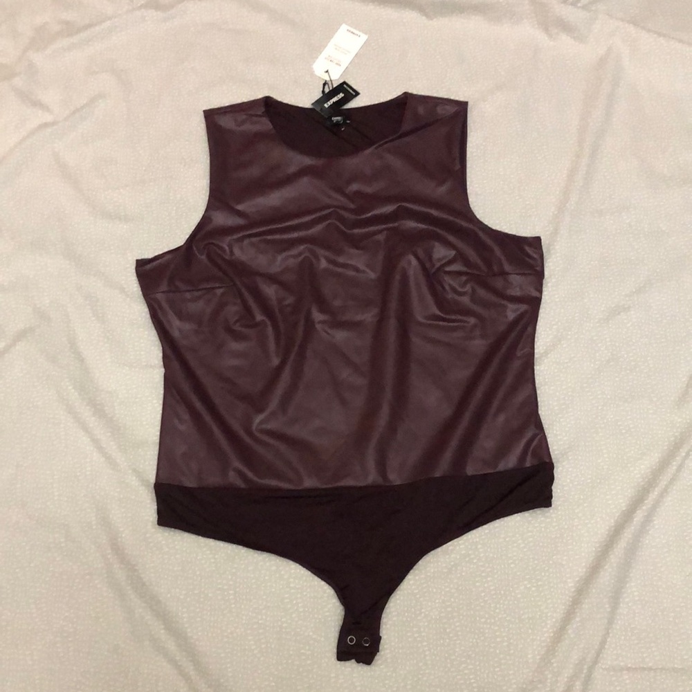 NWT EXPRESS WOMEN BODY CONTOUR BODY SUIT LEATHER,size X-LARGE.